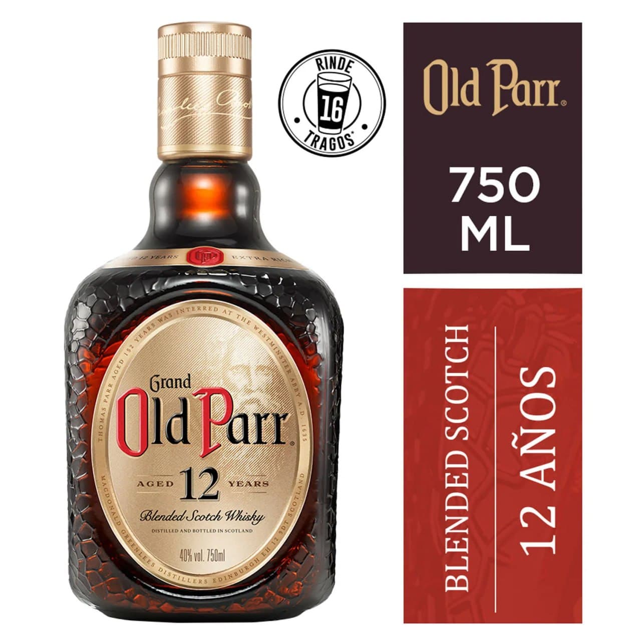 WHISKY OLD PARR 12 ANOS 750 CC. 40°