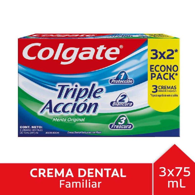Pack 3 Pasta Dental Colgate Triple Accion 75 ml
