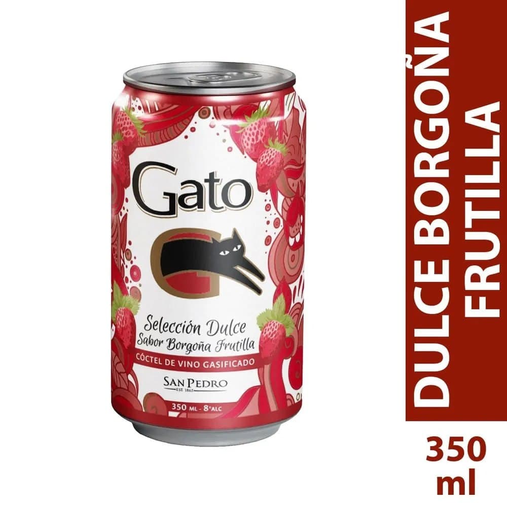 Vino Gato Seleccion Dulce Sabor Borgoña Frutilla Lata